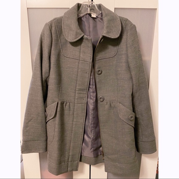 H&M Gray Peter Pan Collar Hourglass Coat Jacket - Picture 2 of 8